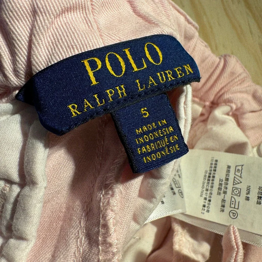 Polo Ralph Lauren Girls Classic Chino Shorts Pink Elastic Waist Bottoms Size 5